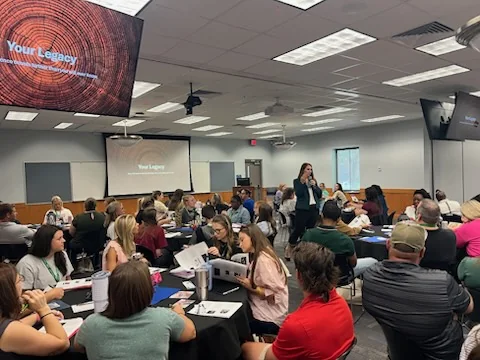 Dr. Jen Halter leading a professional learning session focused on leadership legacy